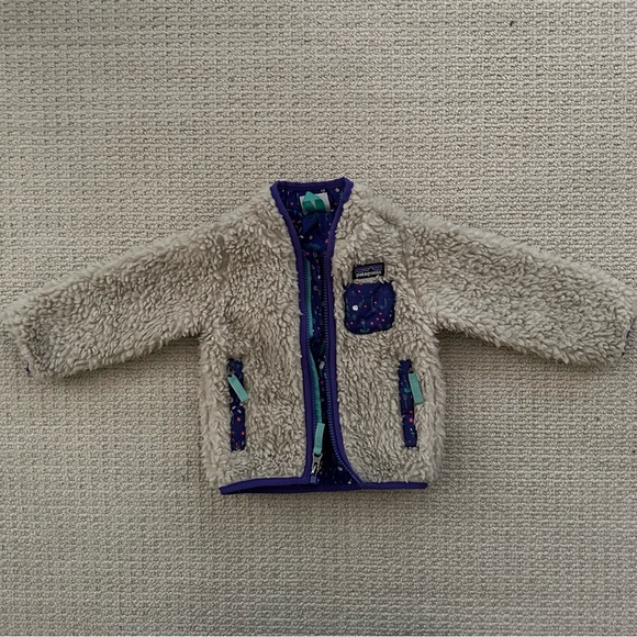 Patagonia Baby Retro-X Fleece Jacket Natural/Purple, Infants 6-12 Months